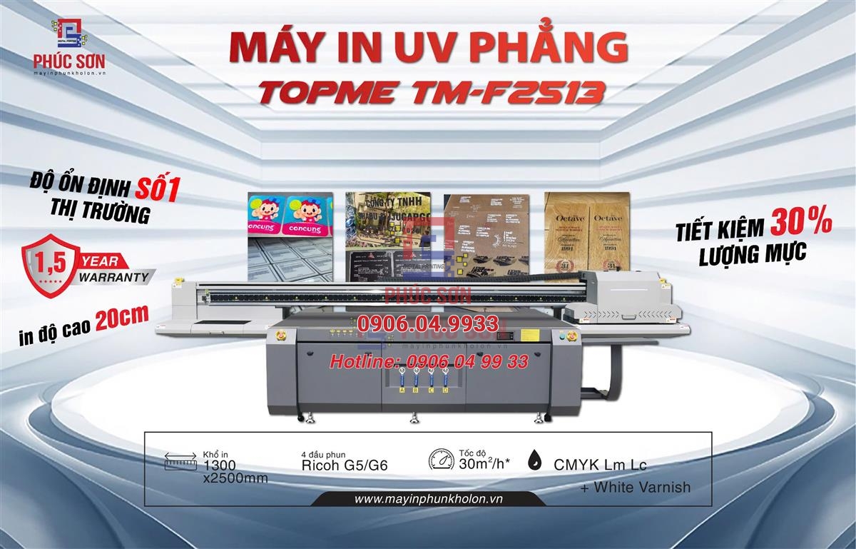 Máy in UV phẳng Topme 2513, rây từ tính nam châm